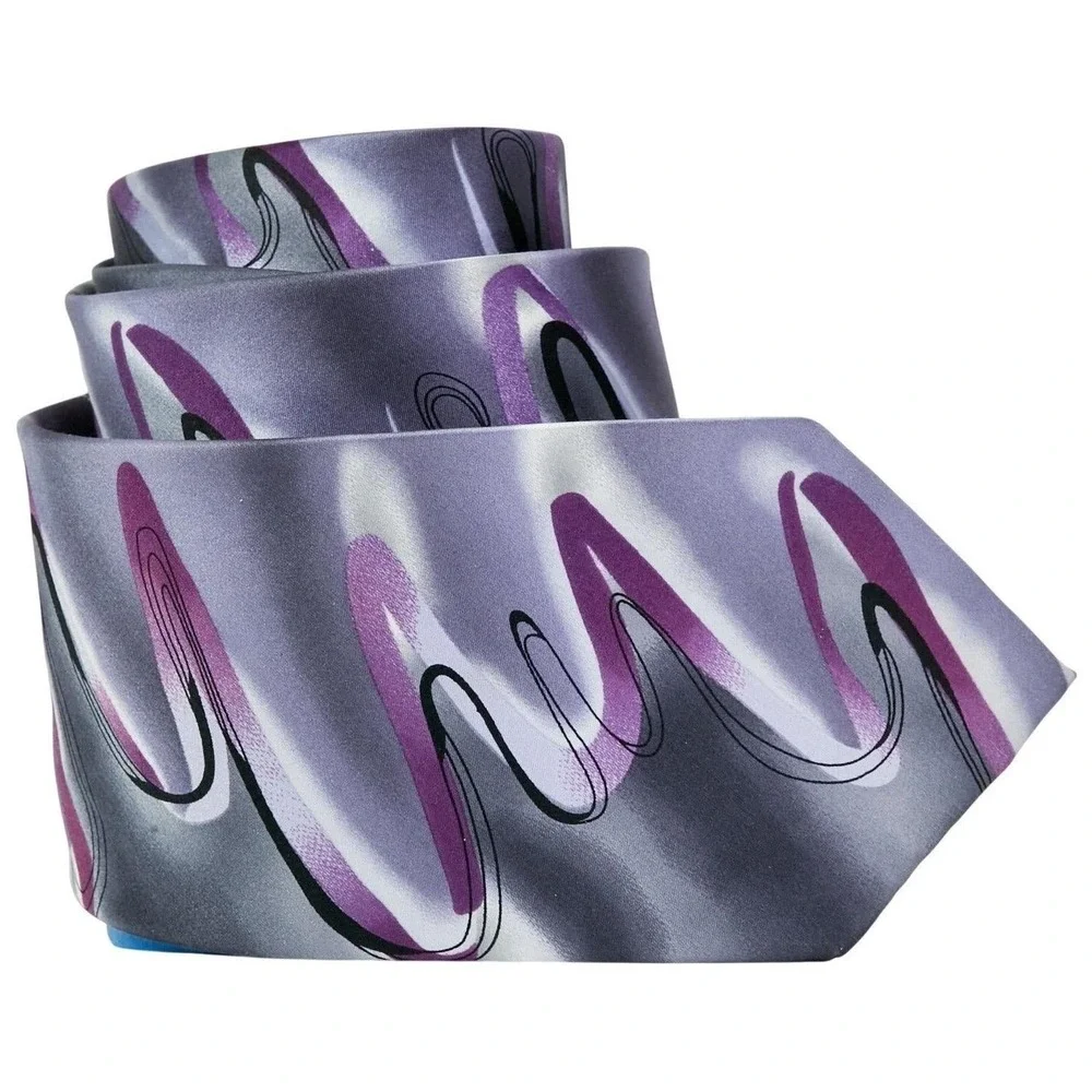 J. GARCIA Men's 100% Silk Necktie Designer FLOATING PLANES #52 Gray/Purple/Black